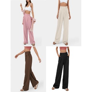 Women's Wide Leg Pants Long Straight Casual Loose High Waist Trousers - 1 of 4