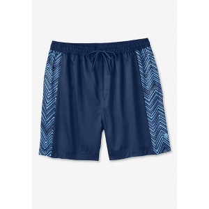 KingSize Men's Big & Tall 5" Contrast Swim Shorts With Super Stretch Liner - 1 of 4