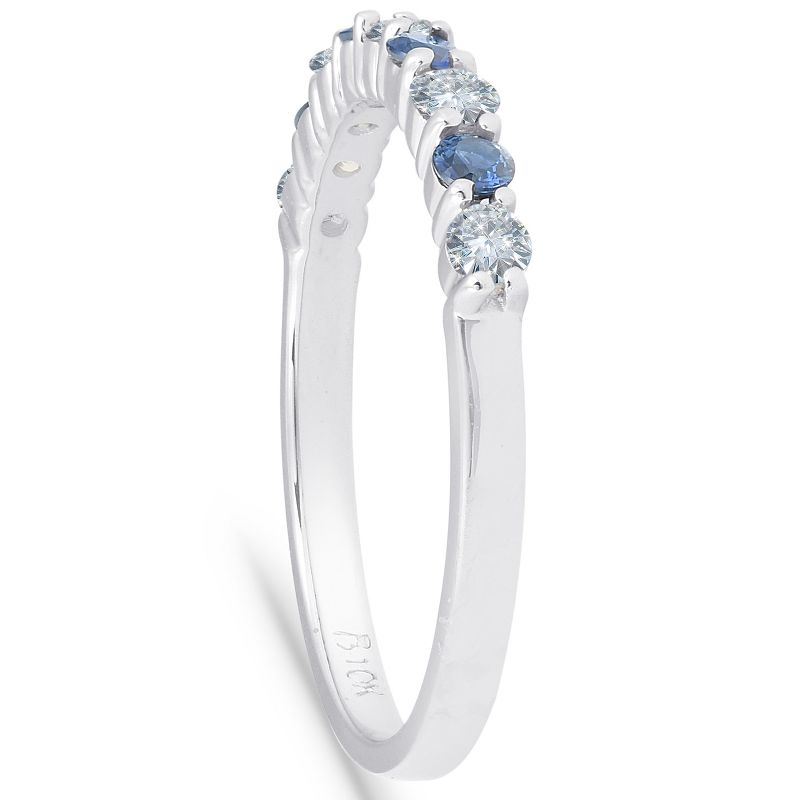 Pompeii3 1/2CT Blue Sapphire & Diamond Wedding Ring 10K White Gold, 3 of 6