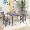 Costway Wooden Kids Table and 2 Chairs Set with Rubber Wood Legs Anti-slip Foot Pads White/Gray - 4 of 4