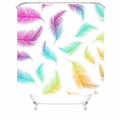 Color Feathers Shower Curtains for Bathroom Waterproof Fabric Bath Curtain Durable Soft Stylish Bathroom Decor 72x72 Inch