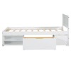 NicBex Twin Size Bed Modern Wooden Bed Frame with 2 Removable Double-Layer Storage Shelves and Drawer for Bedroom, No Box Spring Required, White - 3 of 4