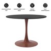 LeisureMod Bristol 35'' Modern Round Dining Table – Durable MDF Top and Wood-Transfer Cherry Steel Base for Kitchen, Dining Room, or Cafes - 3 of 4