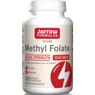Jarrow Formulas, Inc. Vegan Methyl Folate Ultra Strength 1,000 mcg 100 Veg Capsules.