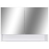 vidaXL LED Bathroom Mirror Cabinet in White, MDF Construction with Ample Storage, LED Strip Lighting Feature and On/Off Button - 4 of 4