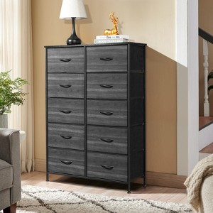 KTMBDW Dresser with 10 Drawers, Chest Clothing Organizer Unit, Large Storage Furniture for Bedroom, Hallway, Living Room, Nursery & Closet, Black - 1 of 4