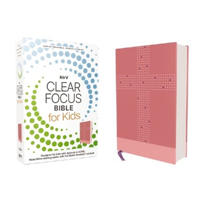 Nirv, Clear Focus Bible for Kids (Help Kids with ADHD or Dyslexia Read with Confidence), Leathersoft, Pink - by  Zondervan (Leather Bound)