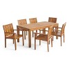 GDFStudio Neron Outdoor Acacia Wood 7 Piece Dining Set with Expandable Dining Table, Teak - 2 of 4