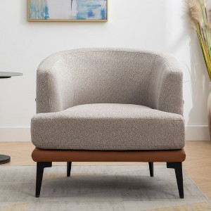 Ridstar Modern Round Fabric Armchair with Cushion for Living Room, Bedroom & Study-Burnt Orange - 1 of 4