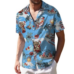 Clearlove Men's Hawaiian Shirt Short Sleeves Printed Button Down Summer Beach Dress Shirts - 1 of 2