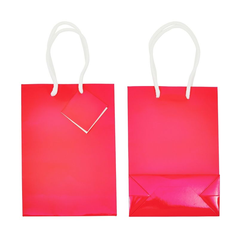Blue Panda 20 Pack Small Hot Pink Gift Bags with Handles, Tissue Paper, Hang Tags, 7.9 x 5.5 x 2.5 In, 3 of 9