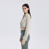Women's Long Sleeve Cropped Button-Down Shirt - Wild Fable™ Gray/Honey Yellow Floral - 3 of 4