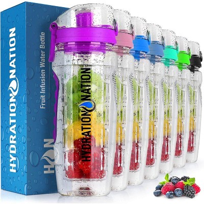 Hydration Nation Portable Water Bottle with Fruit Infuser for Healthy & Delicious Hydration - Purple