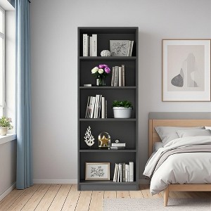 MAYEERTY 5-Shelf Adjustable Freestanding Wood Bookshelf - For Home Office (Cherry) - 1 of 4