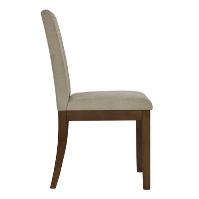 Taupe Linen Upholstered Parsons Side Chair with Wood Legs, Set of 2