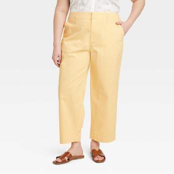 Women's High-Rise Linen Pleat Front Straight Pants - A New Day Tan