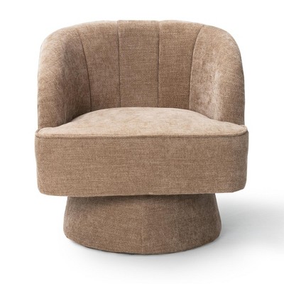 Crestlive Products Swivel Barrel Chair Modern 360 Degree Round Swivel Accent Chair Comfortable Upholstered Linen Fabric Swivel Sofa Chair