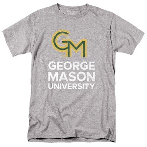 George Mason University Official Distressed Primary Logo Adult T Shirt, Athletic Heather - 1 of 4