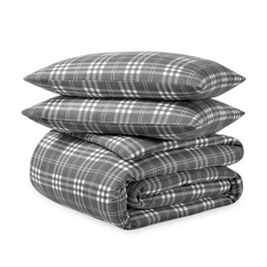 100% Cotton Flannel Duvet Cover & Sham Set by Bare Home - 1 of 4