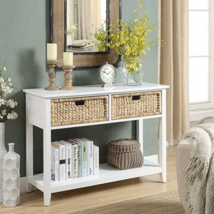 NicBex Console Table with 1 Open Bottom Shelf,Entryway Table with 2 Water Hyacinth Woven Baskets,Modern Couch Table for Living Room - 1 of 4