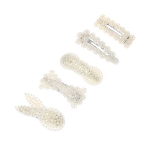 Unique Bargains Multiple Styles Faux Pearl Hair Clips 5 Pcs - 1 of 4