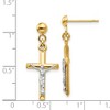 Black Bow Jewelry 3D Hollow Crucifix Dangle Post Earrings in 14k Two Tone Gold - 4 of 4