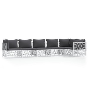 vidaXL 6-Piece Patio Lounge Set - Durable and Comfortable Outdoor Furniture with Cushions, Sturdy Steel Frame, and Modular Design - White - 1 of 4