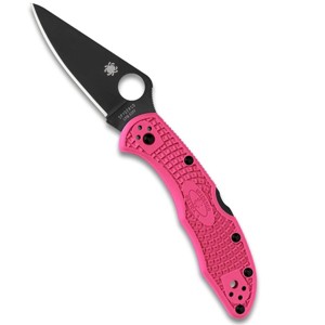 Spyderco Delica 4 Lightweight Folding Pocket Knife with CPM S30V Premium Black Steel Blade |Get Slip-Free Tactile Traction with the FRN Handle, Pink - 1 of 4