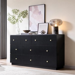 SinCiDo 8 Drawer Fluted Dresser, 55" Wide Wood Chest of Drawers with Deep Storage, Modern Storage Organizer for Bedroom, Living Room - 1 of 4