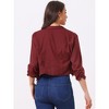 Allegra K Women's 3/4 Ruched Sleeve Shawl Lapel Lightweight Open Front Cardigans - 3 of 4