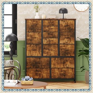 Jojoka 15-Drawer Fabric Dresser with Metal Frame & Wood Top, Tall Storage Organizer for Bedroom, Closet, Entryway, Living Room - 1 of 4