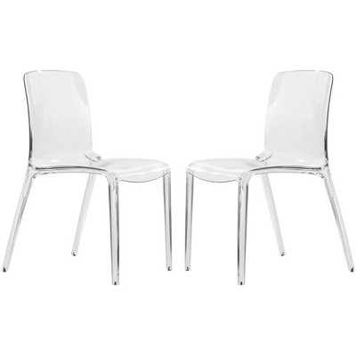 LeisureMod Murray Waterfall Edge Design Plastic Dining Chair, Set of 2