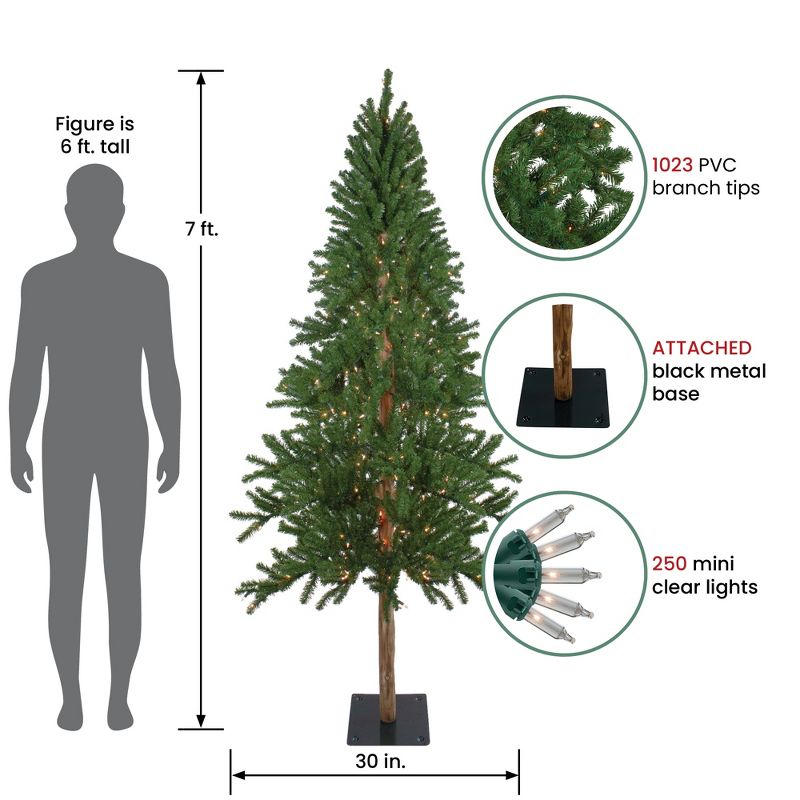Northlight 7' Pre-Lit Medium Alpine Artificial Christmas Tree, Clear Lights, 3 of 8