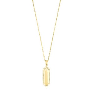 Adornia 14k Gold Plated Elongated Pave Hexagon Necklace - 1 of 3