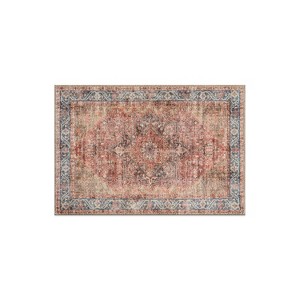 World Rug Gallery Calista Multi Vintage Indoor Rug – Machine Washable Flat Pile with Non-Slip Backing - 1 of 4