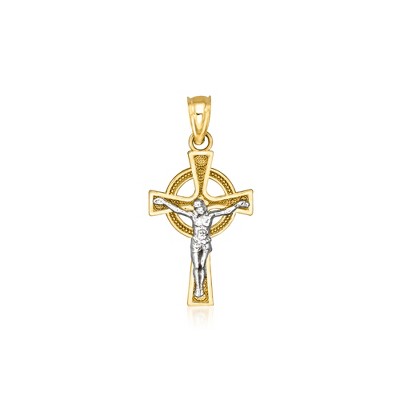 Ross-Simons 10kt 2-Tone Gold Crucifix Pendant Size 21.20
