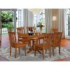 7-Piece Oval Saddle Brown Finish Solid Wood Top Dining Table with 6-Chairs with - 2 of 4