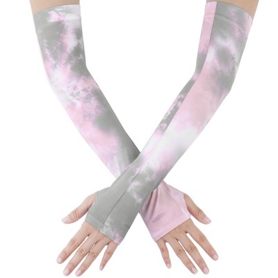INSPIRE CHIC Women's Sun Cover Arm Stretch Cooling Tie-Dye Compression Sleeves Gloves 1Pair