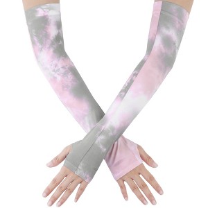 INSPIRE CHIC Women's Sun Cover Arm Stretch Cooling Tie-Dye Compression Sleeves Gloves 1Pair - 1 of 4