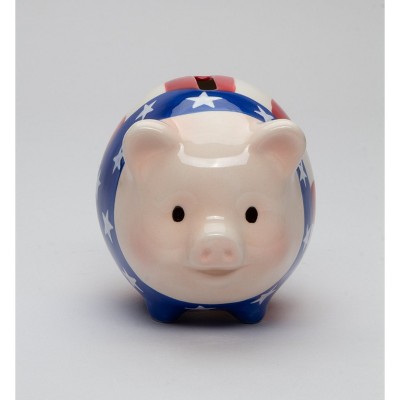 Ceramic American Flag Piggy Bank 4-Inch Patriotic Decor