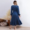 Women's Elegant Tired Skirt Puff Sleeve Blue Maxi Dress - Cupshe - 2 of 4