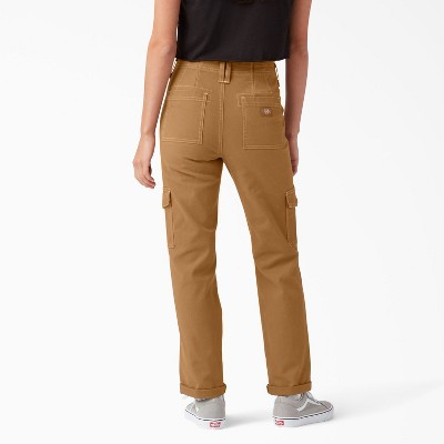 Dickies Women's Skinny Fit Cuffed Cargo Pants, Brown Duck (bd), 26,26