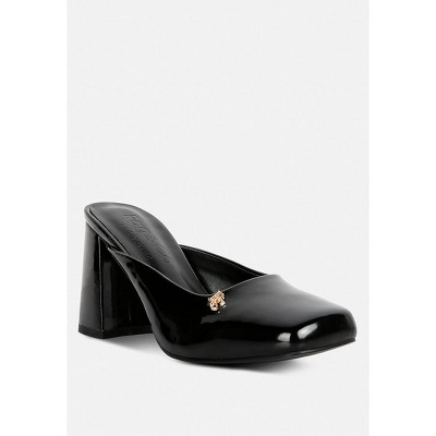 Neoplast Black Patent Pu Block Heeled Mules : Target