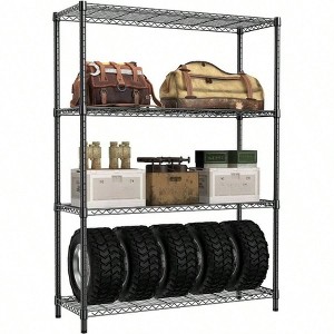 1400 LBS Heavy Duty Black Metal Wire Shelves 4 Tier Adjustable Garage Storage Shelf Unit Kitchen Office Dorm Warehouse - 1 of 4