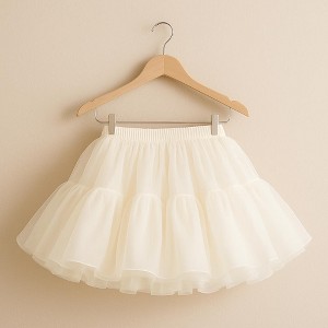 Malco Modes Women’s Tutu Mini Skirt – Fluffy Layered Ballet Underskirt for Carnival, Festival, Rave, Dance, and Costume Wear – Ivory - 1 of 4