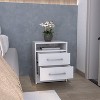 Vynxaria Elegant White Nightstand, 2 Drawer and Shelf, Compact, Durable Manufactured Wood, Ready to Assemble - 2 of 4