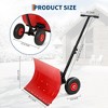 Snow Shovel with Wheels,29.1" W x 14.2" H Heavy Duty Snow Pusher for Driveway with Snow Removal Adjustable Angle & Height Handle for Driveway - 2 of 4