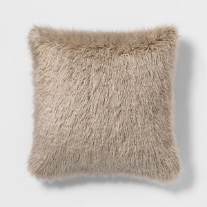 Mongolian Faux Fur Oversize Square Throw Pillow Tan - Project 62