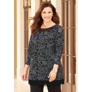 Catherines Women's Plus Size Stretch Tunic Duet - 1 of 4
