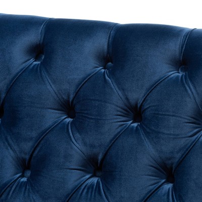 Elegant Navy Blue Velvet Lounge Chair with Clear Acrylic Legs